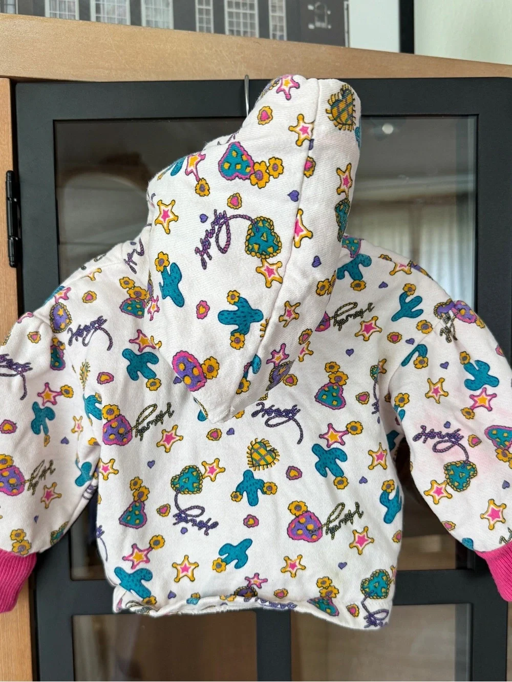 Vintage 90s howdy western print hoodie cowgirl baby toddler sweatshirt hearts